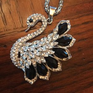 Black and Silver Swan Necklace